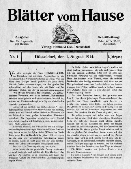 Henkel company magazine 'Blätter vom Hause' Henkel company magazine 'Blätter vom Hause'