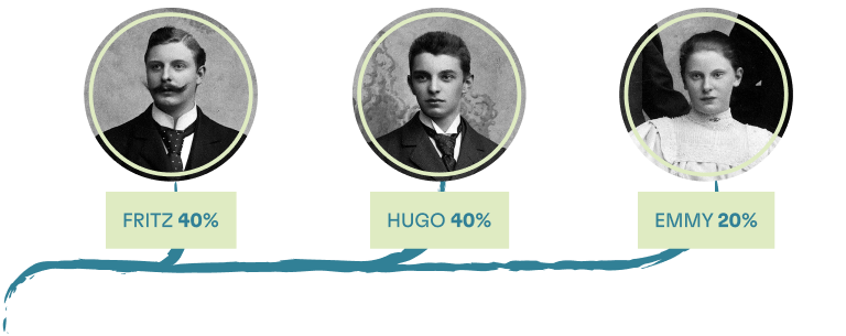 Distribution of the company shares among Fritz Henkel's three children Distribution of the company shares among Fritz Henkel's three children