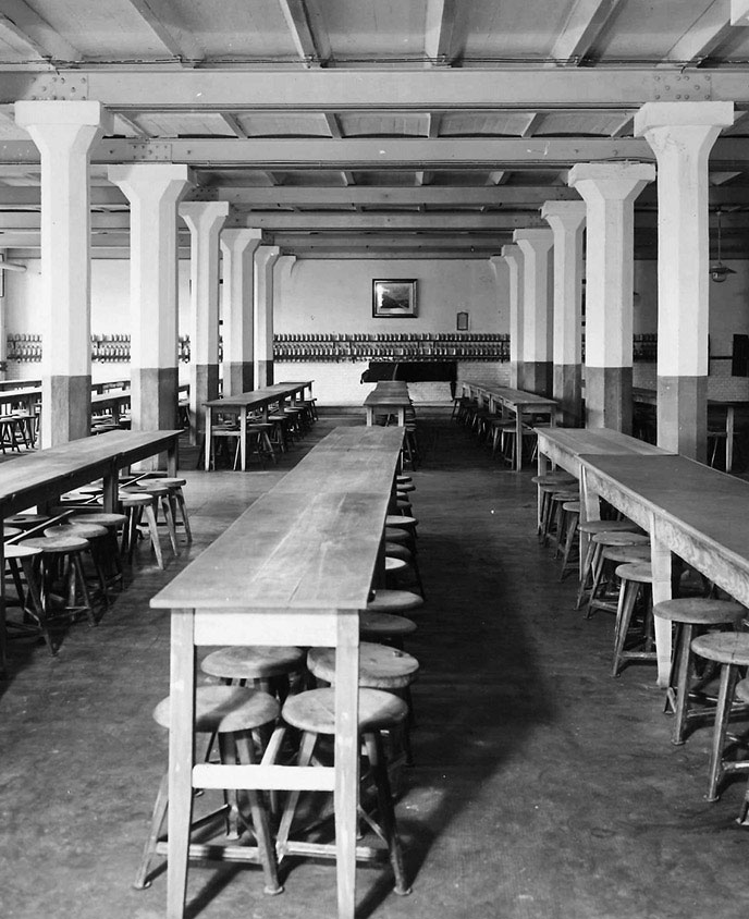 Dining room for male workers (female workers had their own dining room)